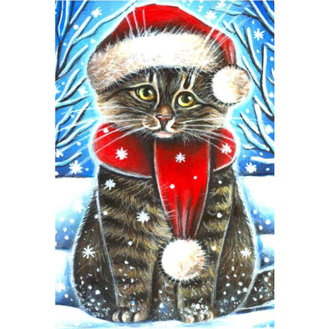Diamond painting kit Christmas Cat WD2436