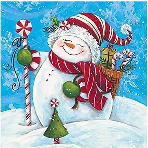 Diamond painting kit Snowman with Gifts WD2444