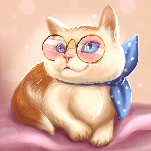 Diamond painting kit Fluffy Kitty WD2450