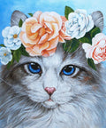 Diamond painting kit Blue-Eyed Cat in Flowers 38x38 WD2464