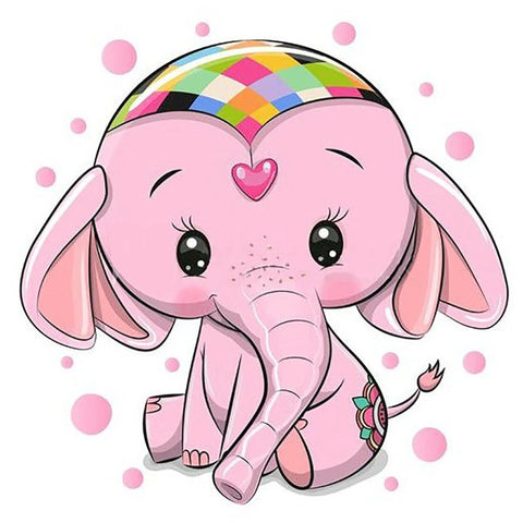 Diamond painting kit Pink Elephant WD2480
