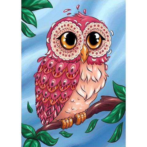Diamond painting kit Colourful Owl WD2491