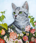 Diamond painting kit Flower Cat WD2509