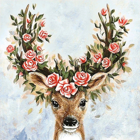 Diamond painting kit Flower Deer WD2519
