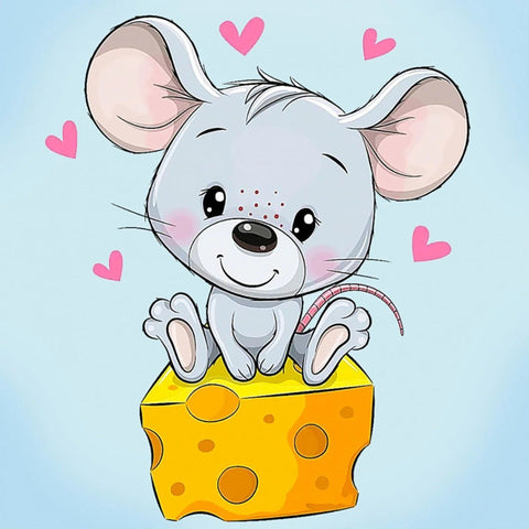 Diamond painting kit Mouse and Cheese WD2534