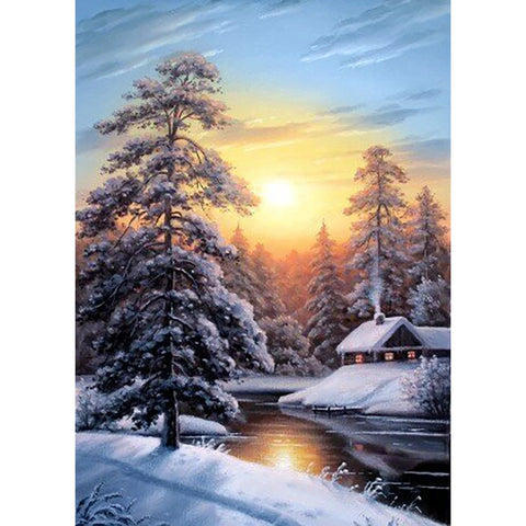 Diamond painting kit Winter sunrise WD2611