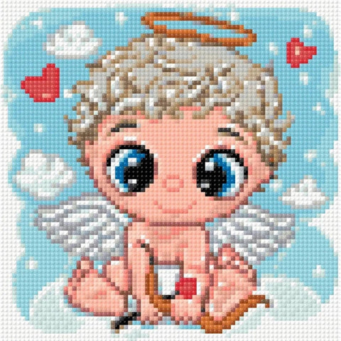 Angel Diamond Painting Kit, 20 x 20 cm, Colorful Design, Wizardi Craft Set with Acrylic Resin Diamonds, Beginner-Friendly DIY Decor