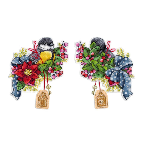Cross Stitch Embroidery Kit Festive Tit MP Studia