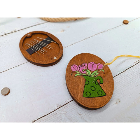 Wooden needle case