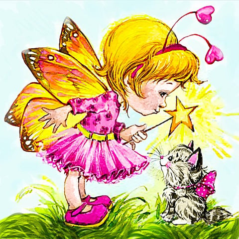 Fairy with Kitten Diamond Painting Set CS2496