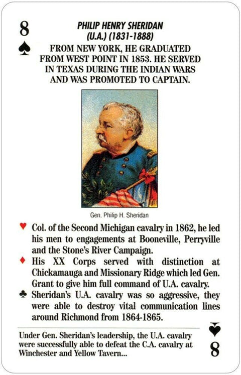 Famous Generals of the Civil War playing card game