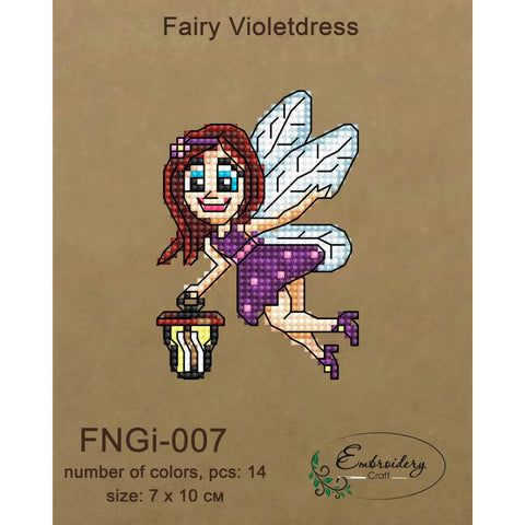 Beaded Embroidery Kit, Fairy in Purple Dress, Glass Beads, Embroidery Craft, DIY Decorative Picture Kit, Beginner-Friendly Pattern