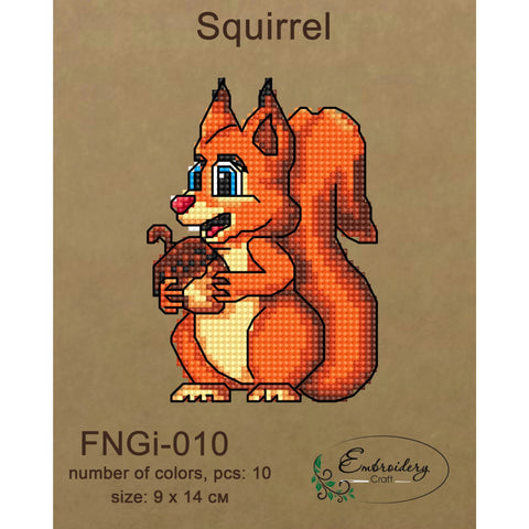 Beaded Embroidery Kit with Squirrel Design, Printed Canvas, Beads, Needle, Thread and Instructions by Embroidery Craft