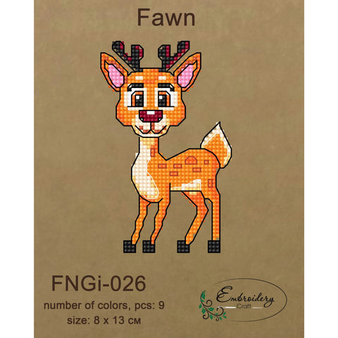 Beaded Embroidery Kit with Fawn Design, Embroidery Craft, Glass Beads, Printed Fabric, Natural Brown, Beige and Green Tones