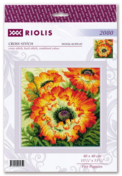 Fire Poppies. Cross Stitch kit by RIOLIS Ref. no.: 2080