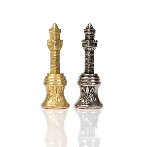 FLORENTINE Chess Set with Beautiful Wooden Brass Effect Chessboard