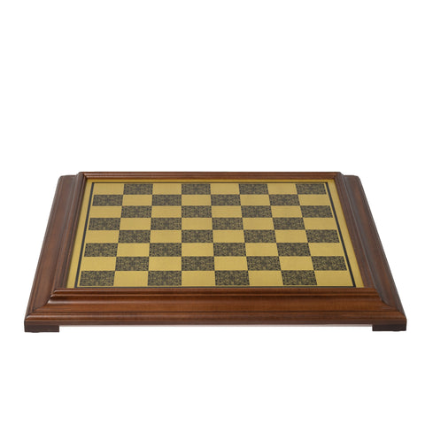 FLORENTINE Chess Set with Beautiful Wooden Brass Effect Chessboard