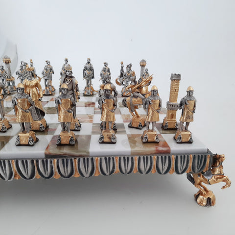 FLORENTINE RENAISSANCE: Extremely Luxurious Chess Set from Bronze finished using 24k Gold