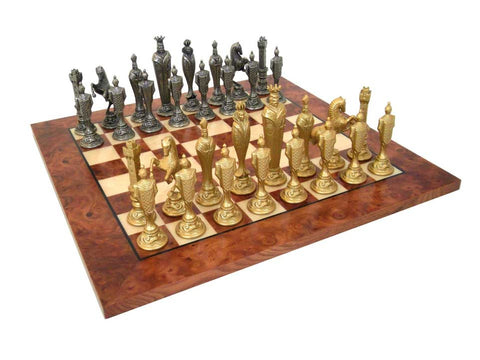 FLORENTINE RENAISSANCE: Handmade Chess Set with Briar Elm Wood Chessboard