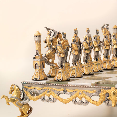 Florentine Renassaince XV Century: Luxury Chess Set Finished Using Real 24k Gold