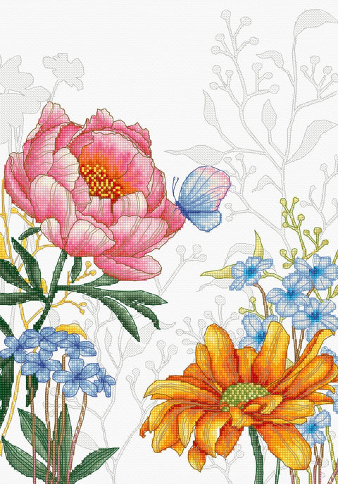 Flowers and Butterfly SBU4019 - Cross Stitch Kit