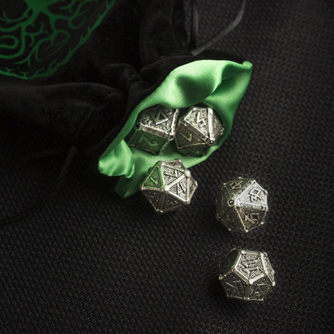 Forest Velour Dice Bag black and green