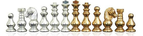 FRENCH Style Chess Set. Gold and Silver plated with Real Leather Chessboard