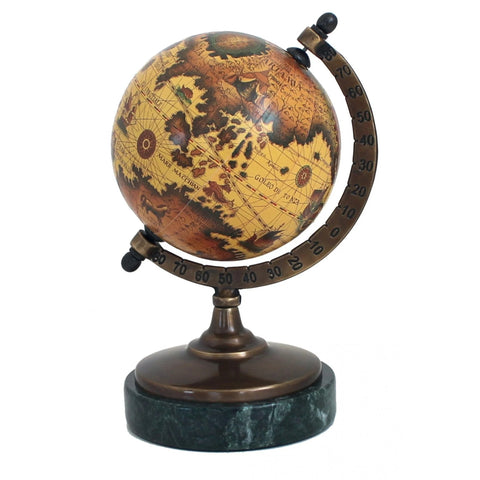 Vintage Map Globe with Marble Base