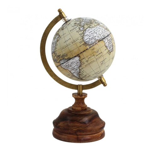 Classic Brown Map Desktop Globe with Wooden Base