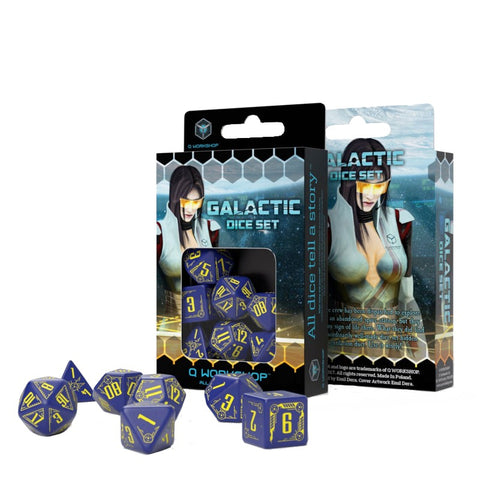 Galactic RPG Dice Set navy and yellow