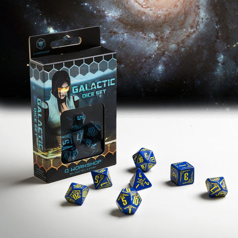 Galactic RPG Dice Set navy and yellow