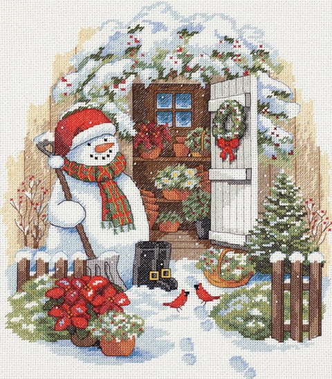 Garden Shed Snowman (30 x 36 cm) - Cross Stitch Kit by DIMENSIONS