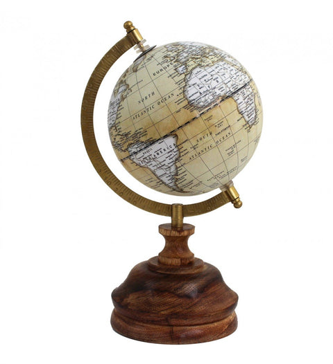 Classic Brown Map Desktop Globe with Wooden Base, 30 cm, Made in Italy