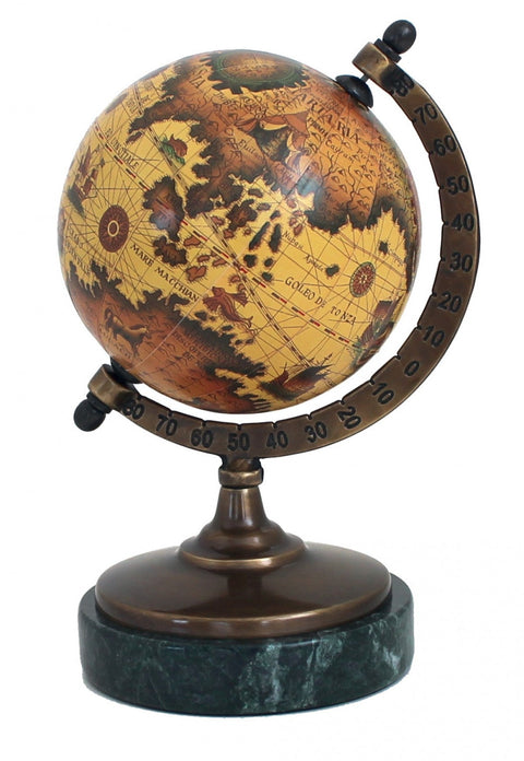 Vintage Map Globe with Marble Base, 17cm Desk Decor & Gift, Made in Italy