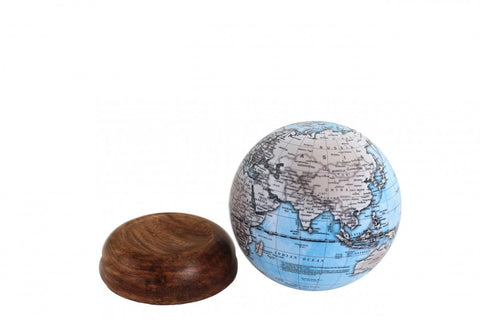 Classic World Map Tabletop Globe with Removable Wooden Base, Made in Italy 17cm