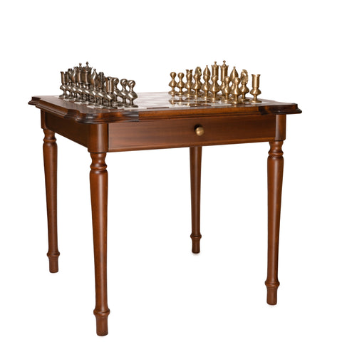 GIANT Contemporary Brass Chess Set with Beautiful Table