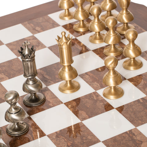 GIANT Contemporary Brass Chess Set with Beautiful Table