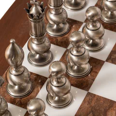 GIANT Contemporary Brass Chess Set with Beautiful Table