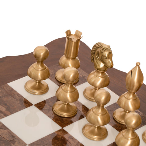 GIANT Contemporary Brass Chess Set with Beautiful Table