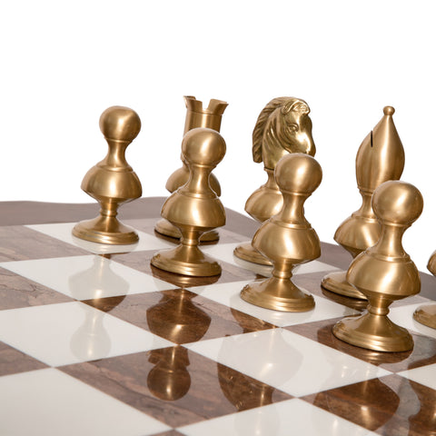 GIANT Contemporary Brass Chess Set with Beautiful Table