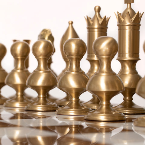 GIANT Contemporary Brass Chess Set with Beautiful Table