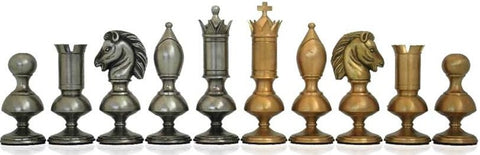 GIANT Solid Brass Chess Set with Beautiful Wooden Chess Table