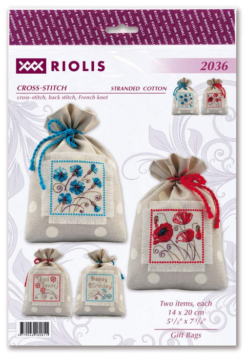 Gift Bags. Cross Stitch kit by RIOLIS Ref. no.: 2036