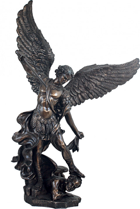 St Michael Archangel Statue 110cm Bronze Resin, Large Catholic Decor, Italy