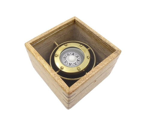 Gimble tilt compass in a wooden box - BN-2056