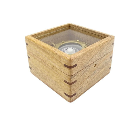 Gimble tilt compass in a wooden box - BN-2056