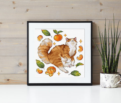 LetiStitch Ginger Cross Stitch Embroidery Kit, 15 x 15 cm, Zweigart Aida 16ct, 100% Cotton Threads, Black Symbol Chart