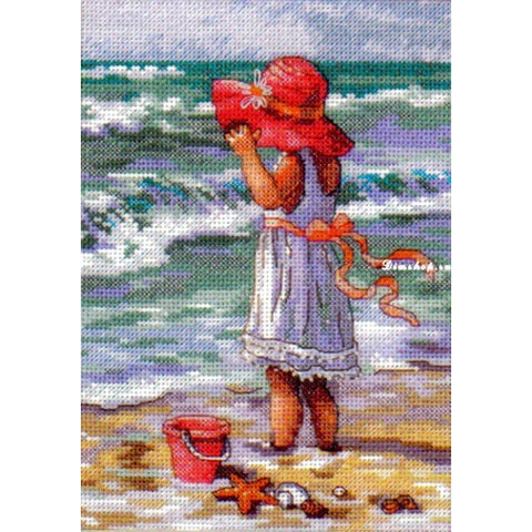 Girl at the Beach (13 x 18 cm) - Cross Stitch Kit by DIMENSIONS