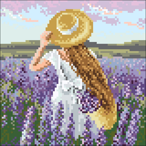 Girl in Lavender Field 20х20 Diamond Painting Set Cs2626