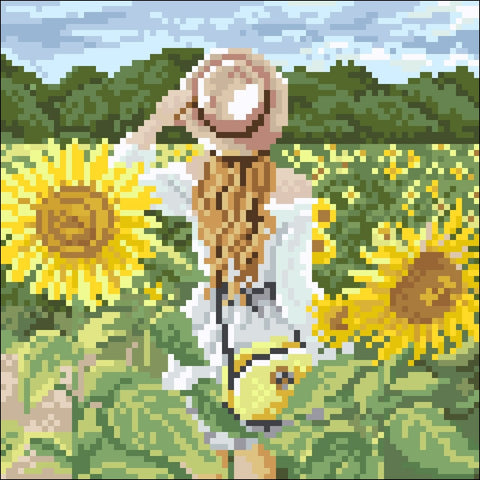 Girl in Sunflowers 20х20 Diamond Painting Set Cs2625